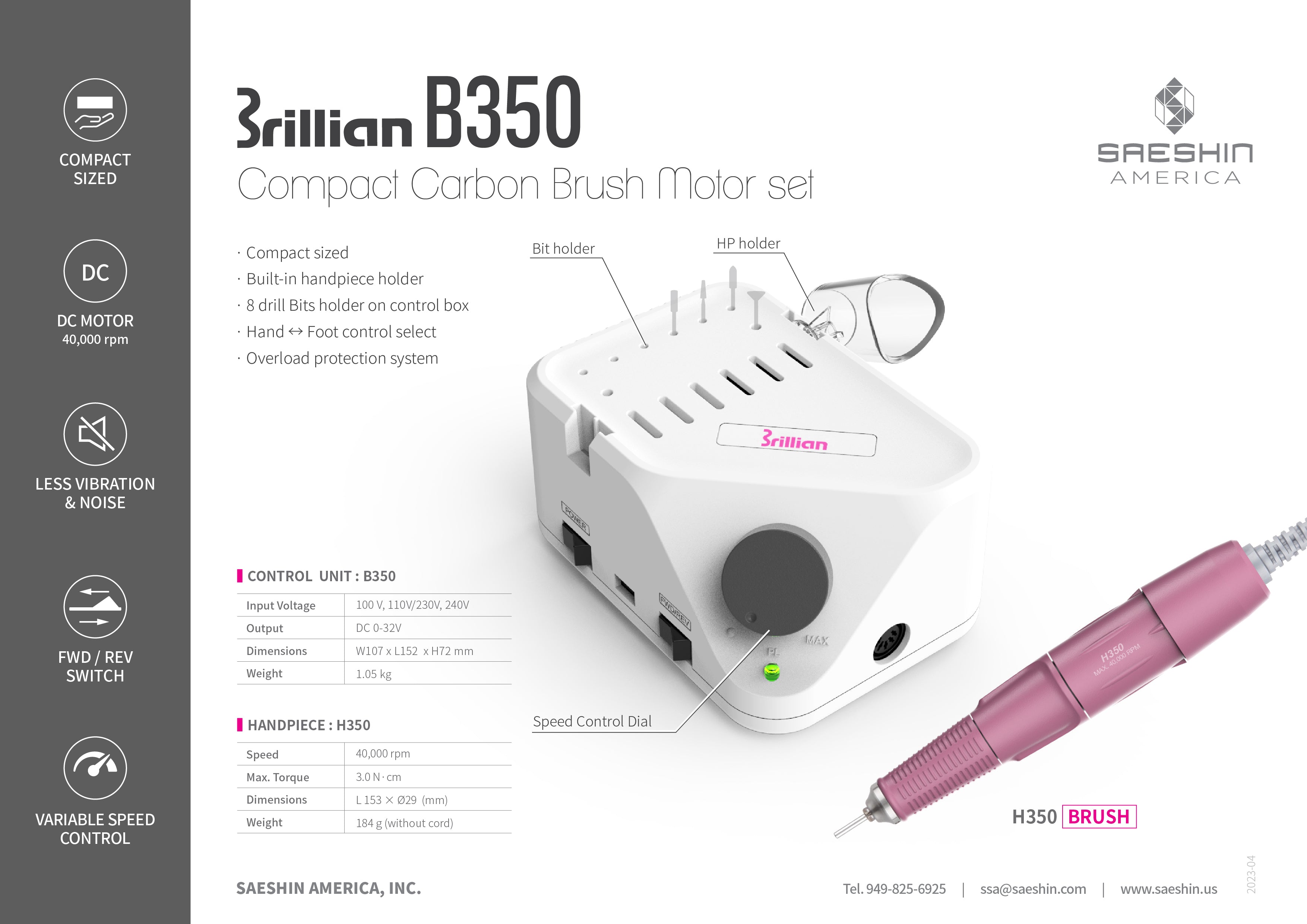 SAESHIN BRILLIAN B350(PINK)/H350 35,000 RPM SET (3/32")
