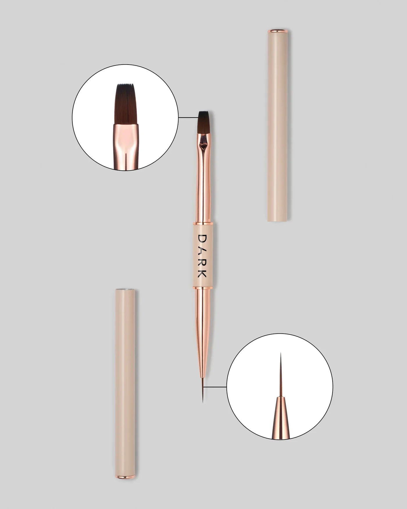 DARK DOUBLE-SIDED BEIGE BRUSH (11 MM LINER + 9 MM FLAT SQUARE GEL BRUSH)